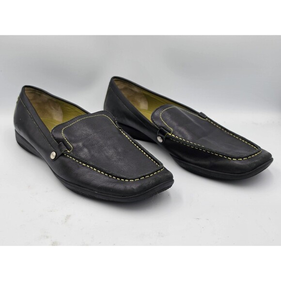 Vintage Men\'s Coach Black Leather Loafers Moccasin Square Toe Size 11.5 Y2K